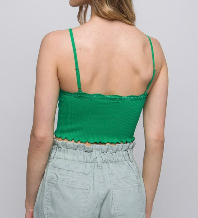 Green crop cami top