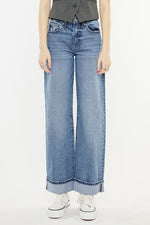 High rise cuffed wide leg