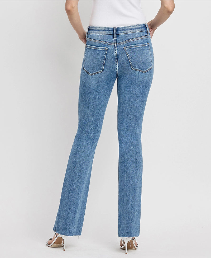 Mid rise seamless waistband bootcut jeans