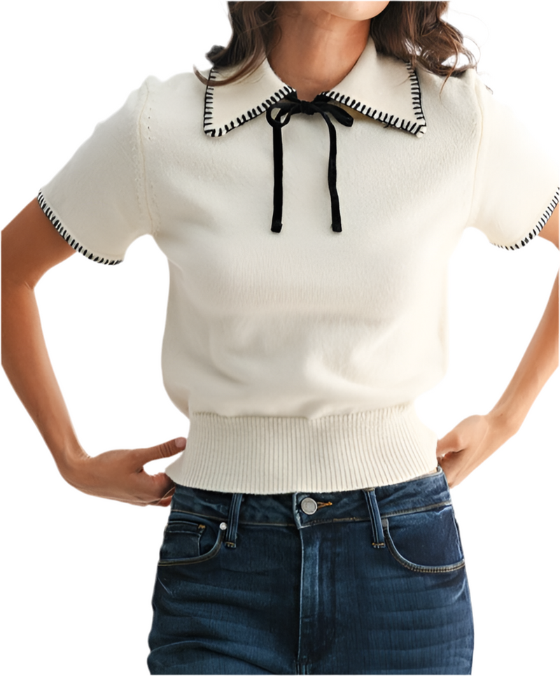 Classic Contrast Polo Sweater