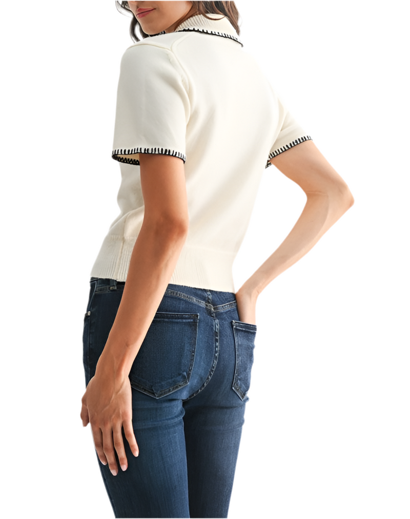 Classic Contrast Polo Sweater