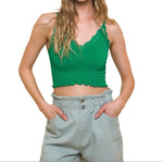Green crop cami top