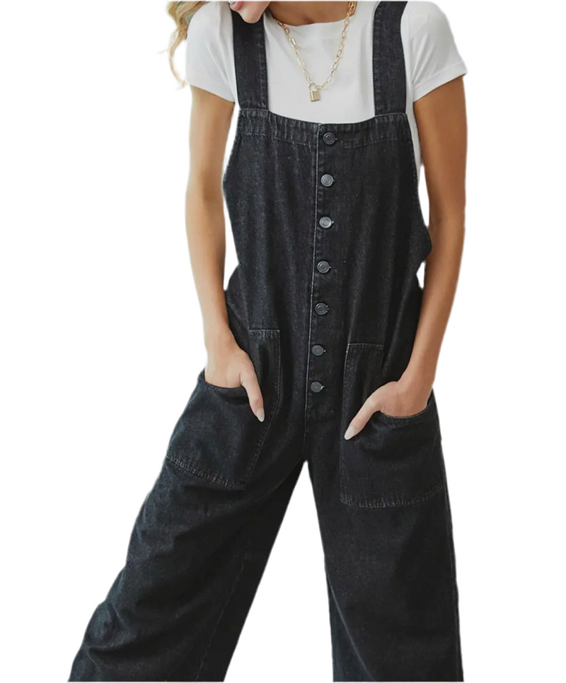 Easy Comfort Black Overalls