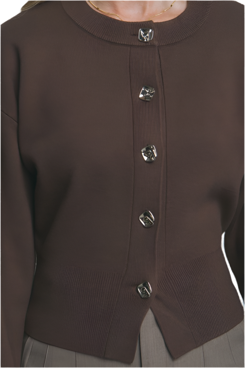Mocha Puff Sleeve Cardi