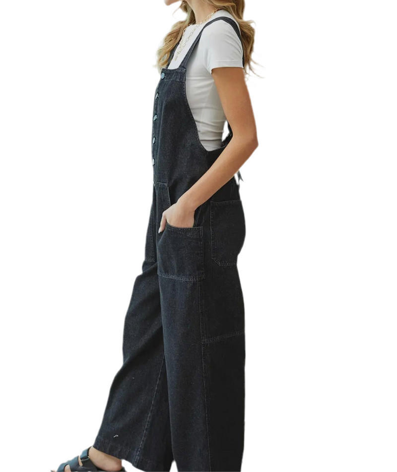 Easy Comfort Black Overalls