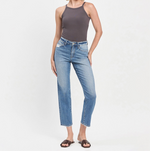 High rise tapered ankle straight jeans