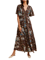 Floral Flutter Mocha Dress