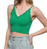Green crop cami top
