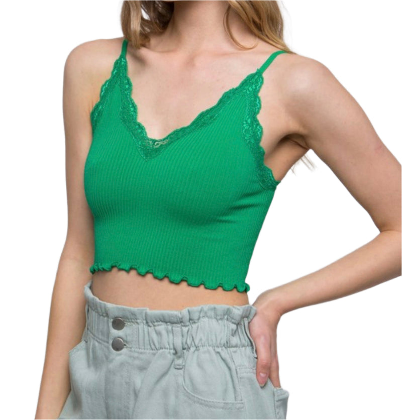 Green crop cami top