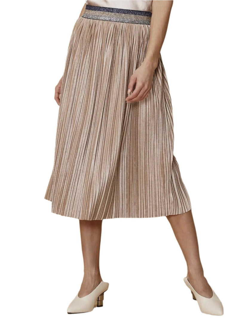 Pleated velvet midi skirt