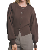 Mocha Puff Sleeve Cardi