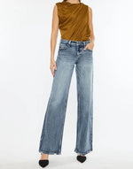 Mid rise wide leg jean