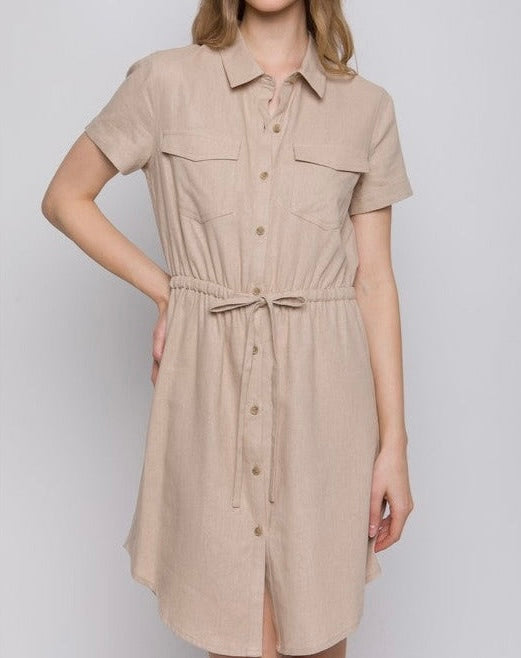 Linen short sleeve dress