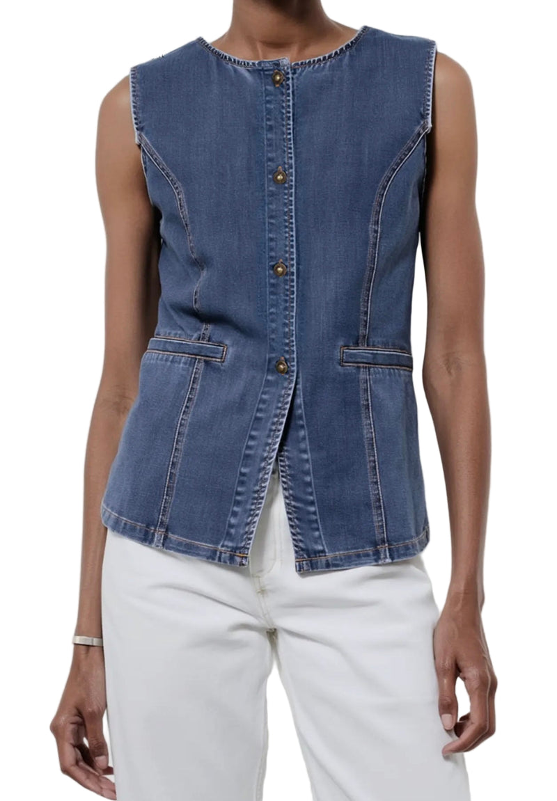 Celine longline denim vest