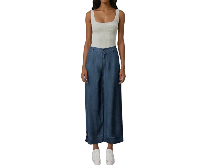 Tencel wide leg cropped pant