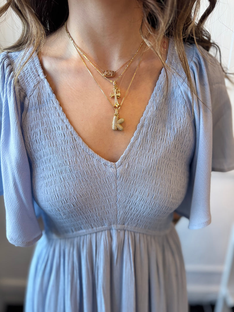 Cherished charm dress- blue