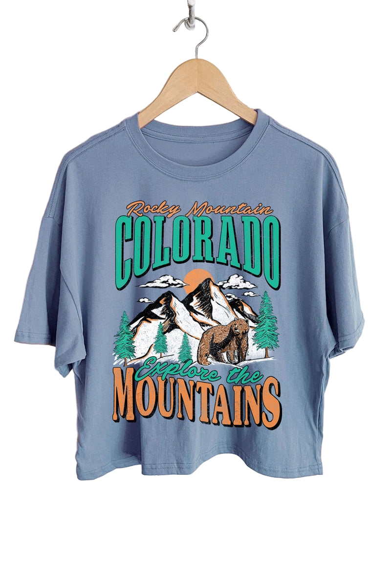 Colorado Crop Tee Indigo