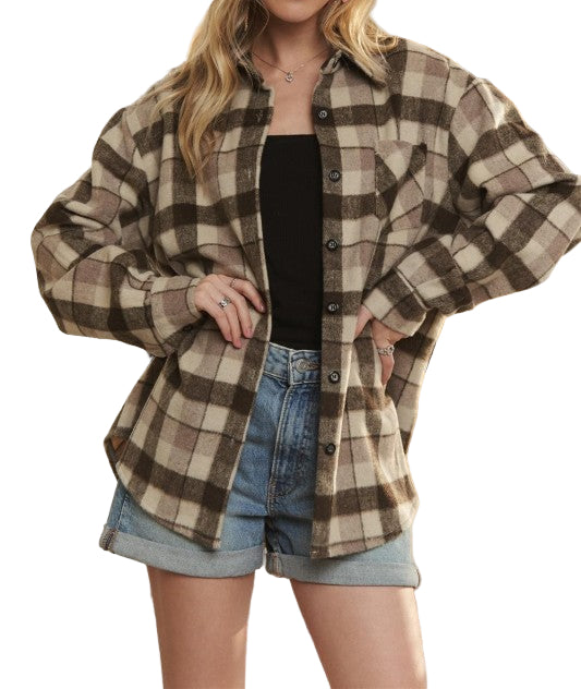 Brown Plaid Shacket