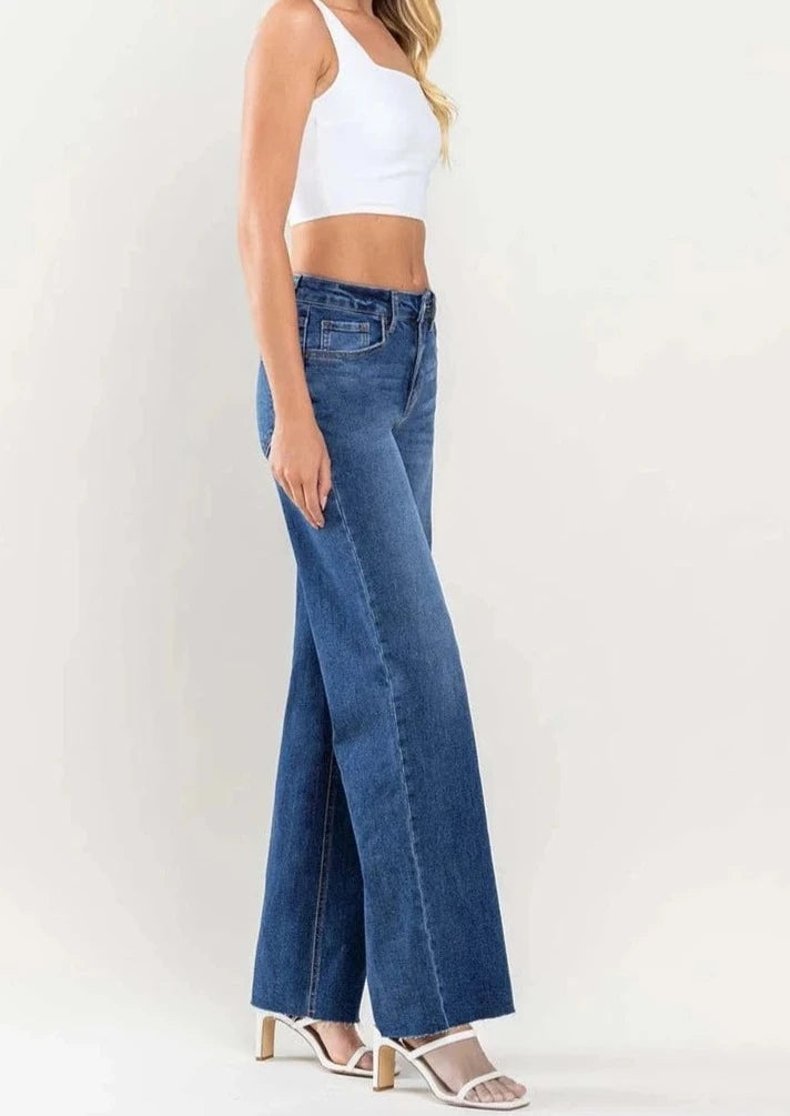 Raw wide-leg jeans