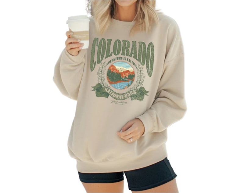 Colorado National Park crewneck sweatshirt oat