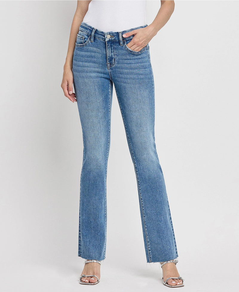 Mid rise seamless waistband bootcut jeans