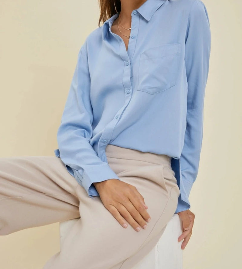 Rayon button down classic top