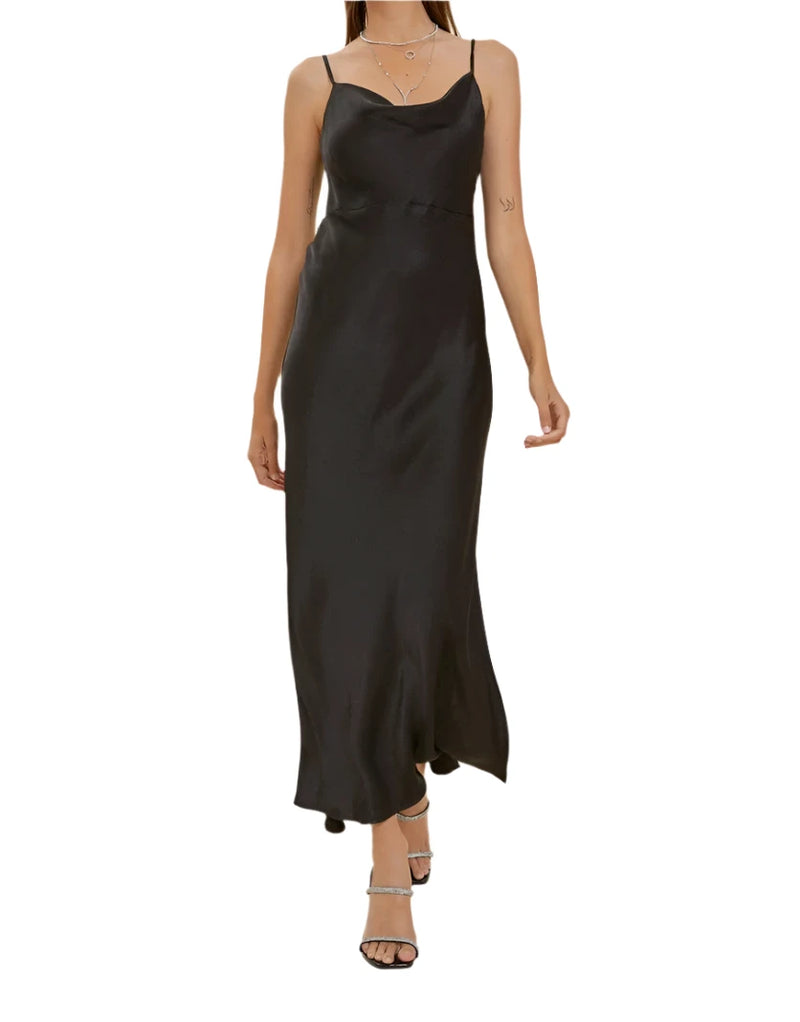 In the moment slip dress- Black