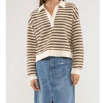 Striped collard sweater