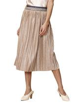 Pleated velvet midi skirt