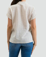 Short sleeve striped button up shirt